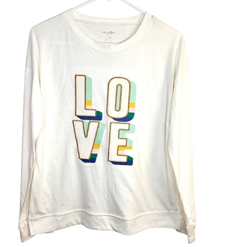 Arizona Jean Co. Long Sleeve LOVE Shirt NEW XL 18 1/2 Plus